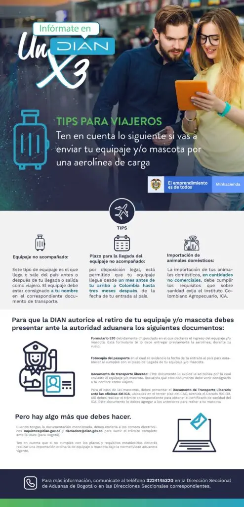 equipaje no acompañado a Colombia