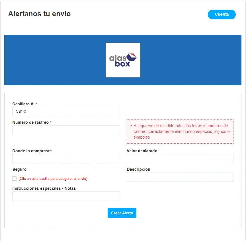 📝 Información a Cumplimentar en una Prealerta de Compra en Alasbox